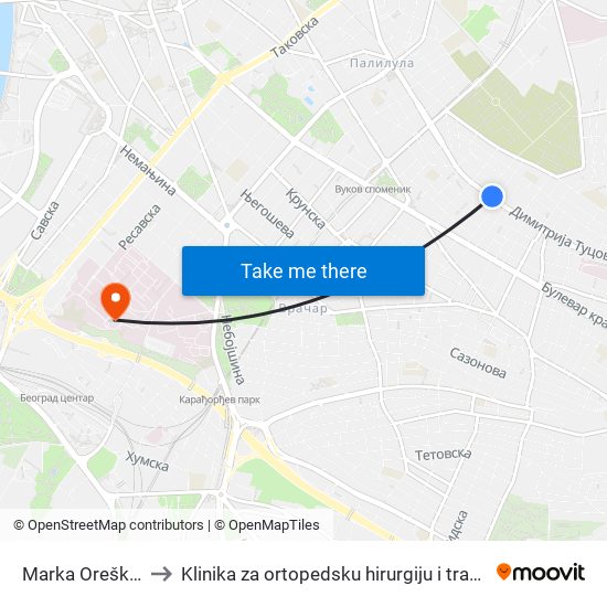 Marka Oreškovića to Klinika za ortopedsku hirurgiju i traumatologiju map