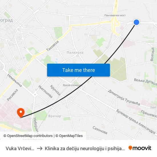 Vuka Vrčevića to Klinika za dečiju neurologiju i psihijatriju map