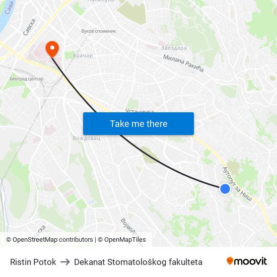 Ristin Potok to Dekanat Stomatološkog fakulteta map