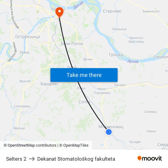 Selters 2 to Dekanat Stomatološkog fakulteta map