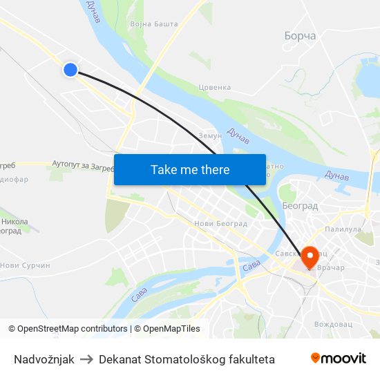 Nadvožnjak to Dekanat Stomatološkog fakulteta map