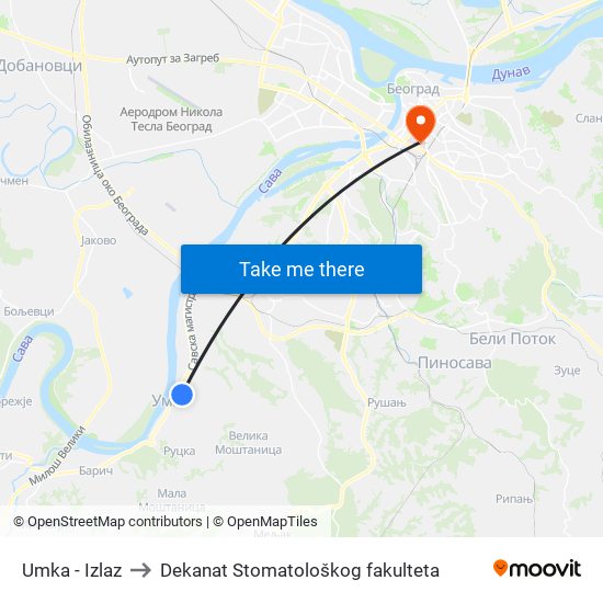 Umka - Izlaz to Dekanat Stomatološkog fakulteta map