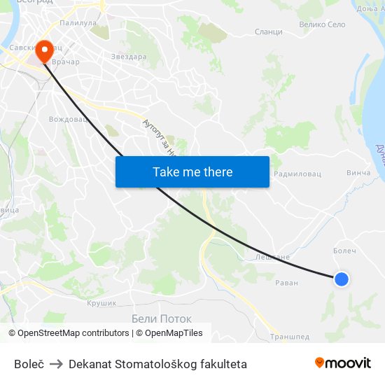 Boleč to Dekanat Stomatološkog fakulteta map