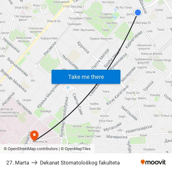 27. Marta to Dekanat Stomatološkog fakulteta map