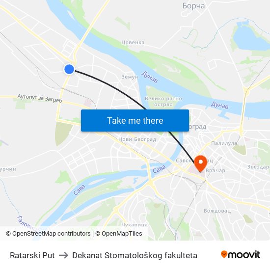 Ratarski Put to Dekanat Stomatološkog fakulteta map