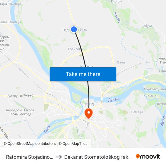 Ratomira Stojadinovića to Dekanat Stomatološkog fakulteta map