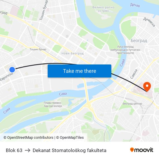 Blok 63 to Dekanat Stomatološkog fakulteta map