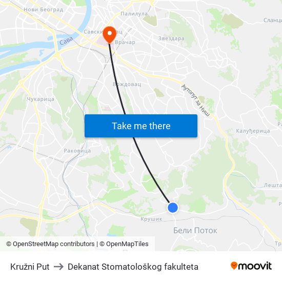 Kružni Put to Dekanat Stomatološkog fakulteta map