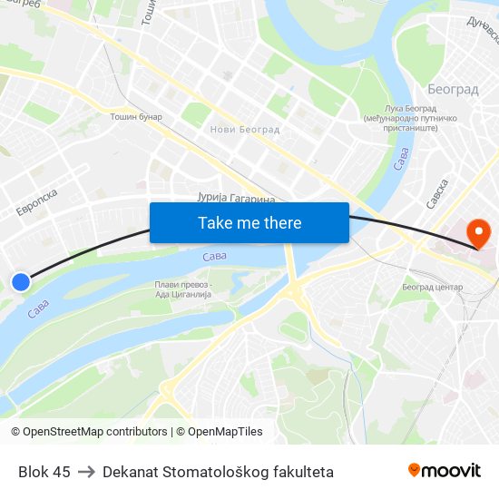 Blok 45 to Dekanat Stomatološkog fakulteta map