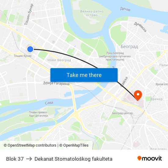 Blok 37 to Dekanat Stomatološkog fakulteta map