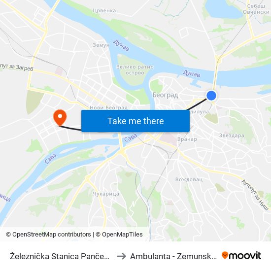 Železnička Stanica Pančevački Most to Ambulanta - Zemunska bolnica map