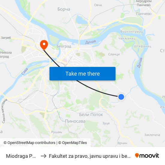 Miodraga Pešića to Fakultet za pravo, javnu upravu i bezbednost map