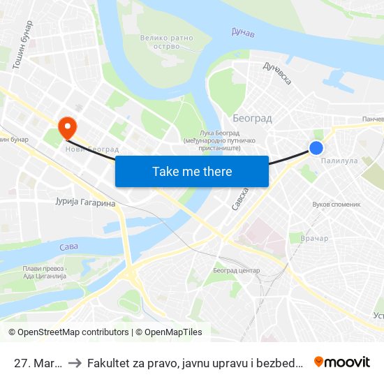 27. Marta to Fakultet za pravo, javnu upravu i bezbednost map