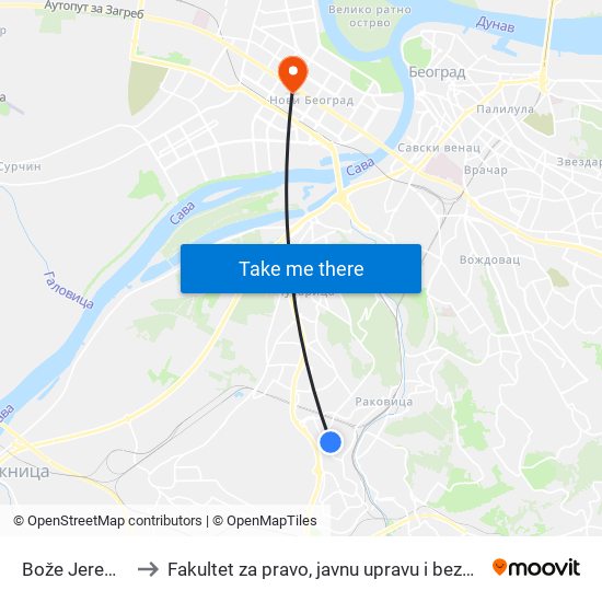 Bože Jeremića to Fakultet za pravo, javnu upravu i bezbednost map