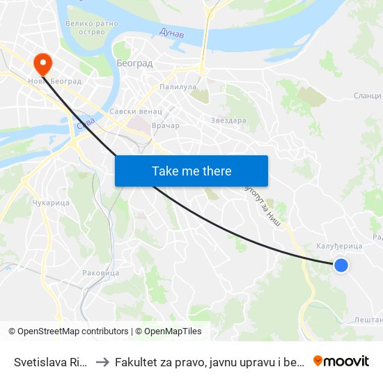 Svetislava Ristića to Fakultet za pravo, javnu upravu i bezbednost map