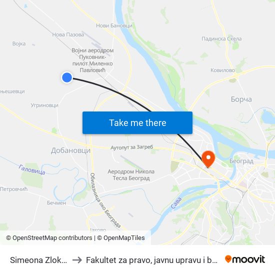 Simeona Zlokovića to Fakultet za pravo, javnu upravu i bezbednost map