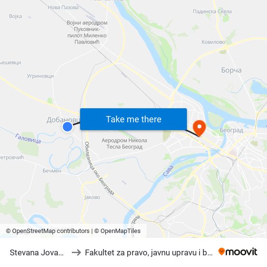 Stevana Jovanovića to Fakultet za pravo, javnu upravu i bezbednost map