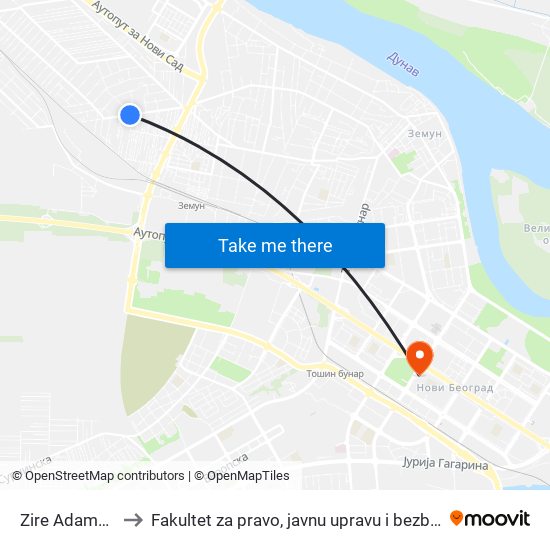 Zire Adamović to Fakultet za pravo, javnu upravu i bezbednost map