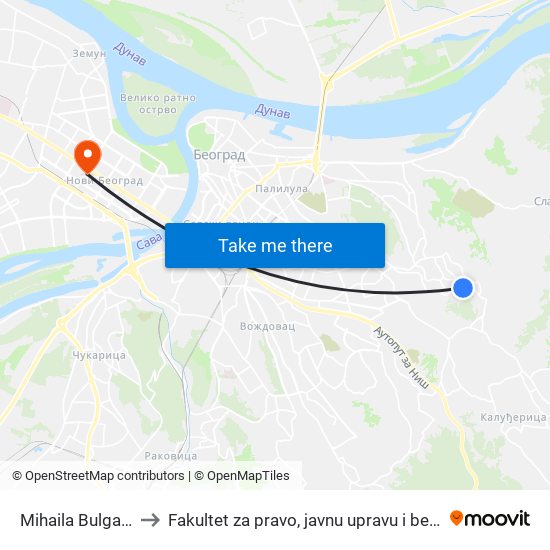 Mihaila Bulgakova to Fakultet za pravo, javnu upravu i bezbednost map