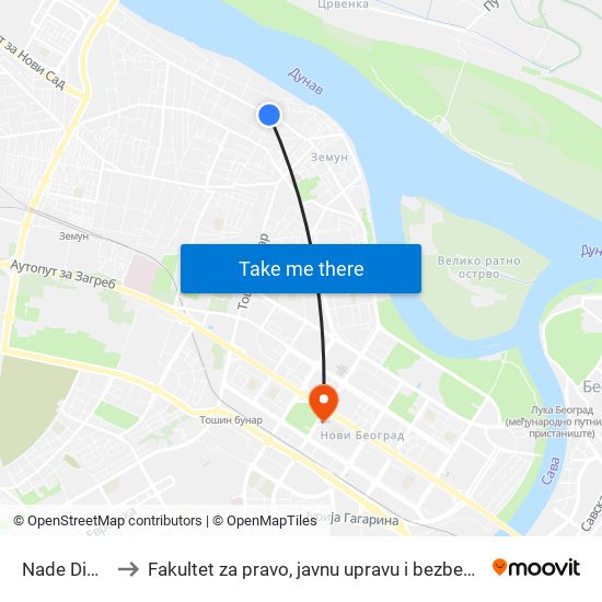 Nade Dimić to Fakultet za pravo, javnu upravu i bezbednost map