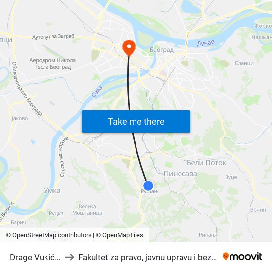 Drage Vukićević to Fakultet za pravo, javnu upravu i bezbednost map