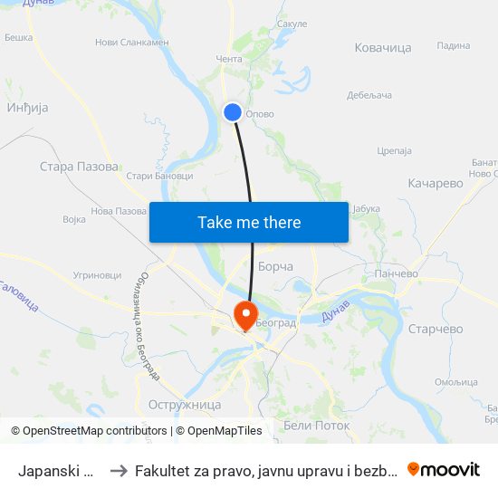 Japanski Cvet to Fakultet za pravo, javnu upravu i bezbednost map