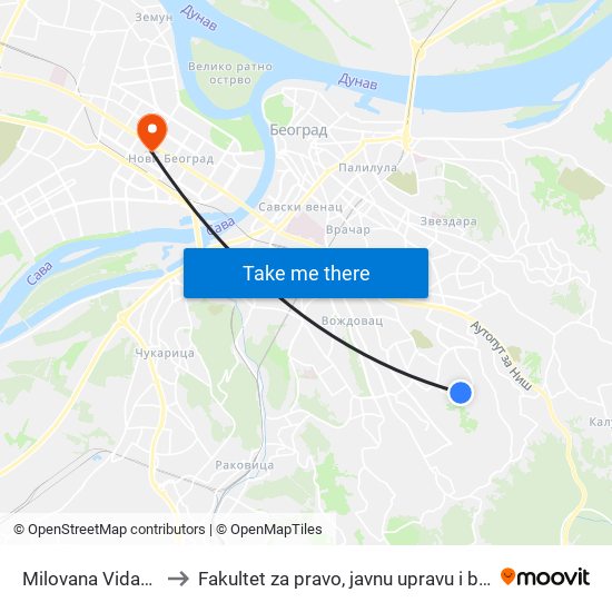 Milovana Vidakovića to Fakultet za pravo, javnu upravu i bezbednost map