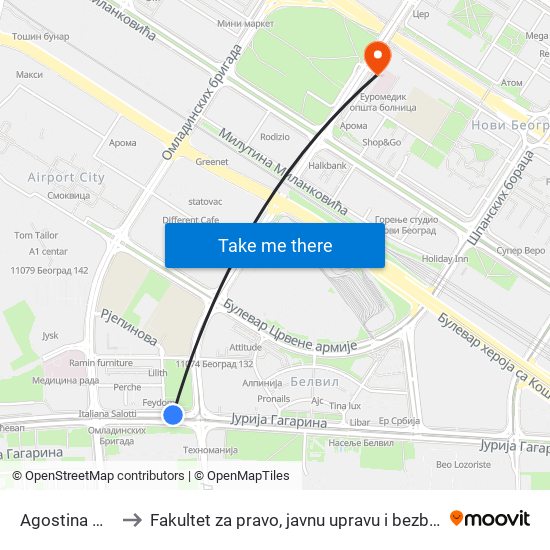 Agostina Neta to Fakultet za pravo, javnu upravu i bezbednost map