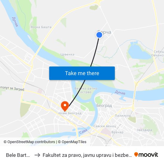 Bele Bartoka to Fakultet za pravo, javnu upravu i bezbednost map