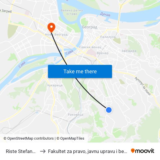 Riste Stefanovića to Fakultet za pravo, javnu upravu i bezbednost map