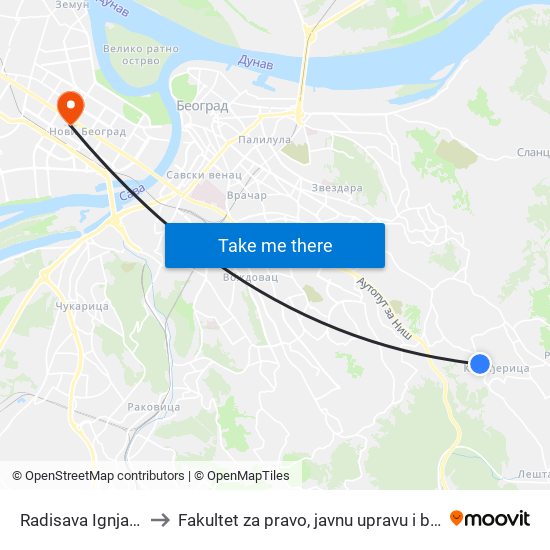 Radisava Ignjatovića to Fakultet za pravo, javnu upravu i bezbednost map