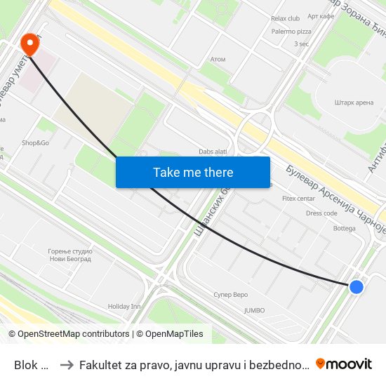 Blok 24 to Fakultet za pravo, javnu upravu i bezbednost map