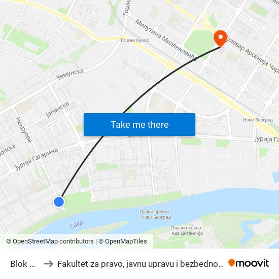 Blok 44 to Fakultet za pravo, javnu upravu i bezbednost map