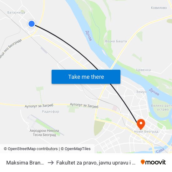 Maksima Brankovića to Fakultet za pravo, javnu upravu i bezbednost map