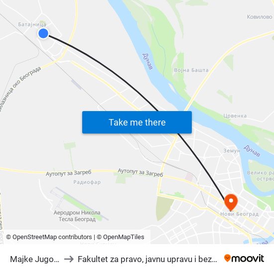 Majke Jugovića to Fakultet za pravo, javnu upravu i bezbednost map