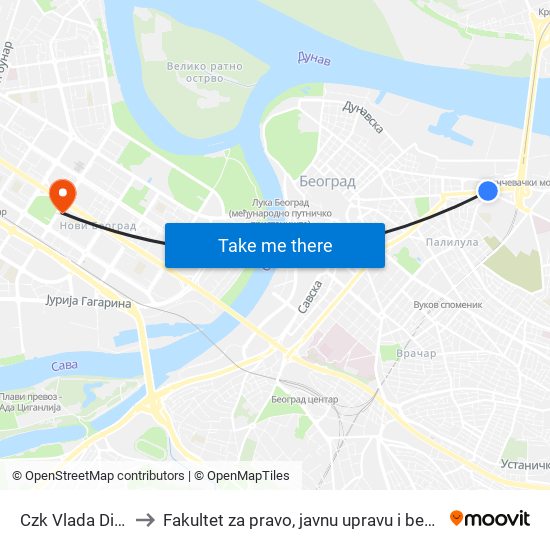 Czk Vlada Divljan to Fakultet za pravo, javnu upravu i bezbednost map