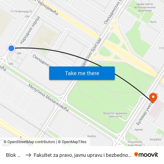 Blok 37 to Fakultet za pravo, javnu upravu i bezbednost map