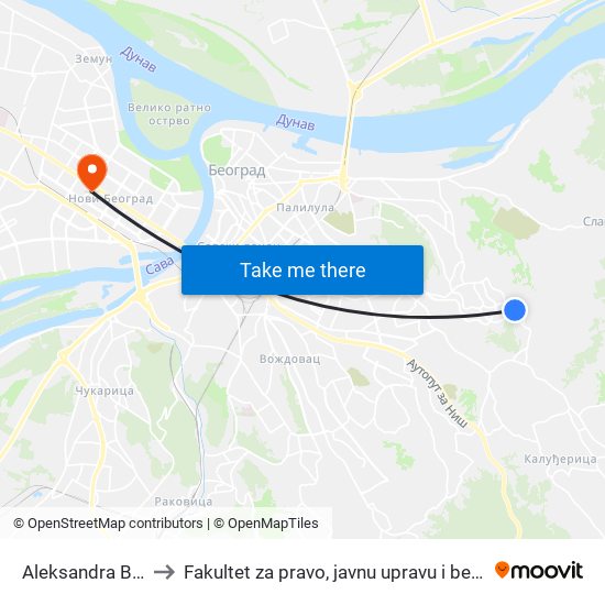 Aleksandra Belića to Fakultet za pravo, javnu upravu i bezbednost map