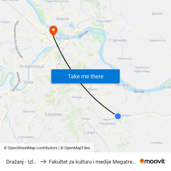 Dražanj - Izlaz to Fakultet za kulturu i medije Megatrend map