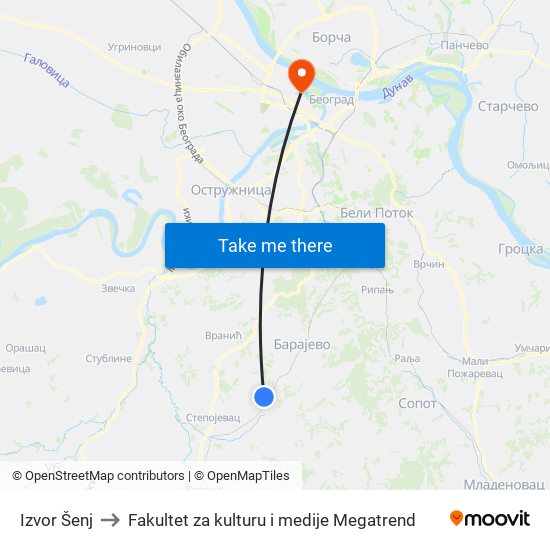 Izvor Šenj to Fakultet za kulturu i medije Megatrend map