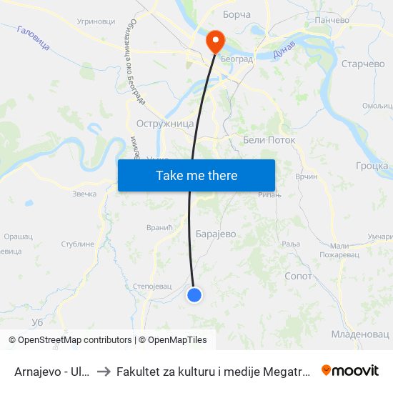 Arnajevo - Ulaz to Fakultet za kulturu i medije Megatrend map