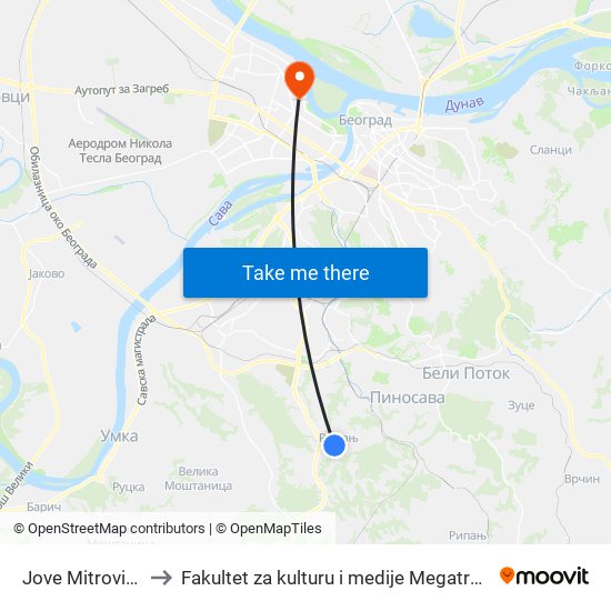 Jove Mitrovića to Fakultet za kulturu i medije Megatrend map