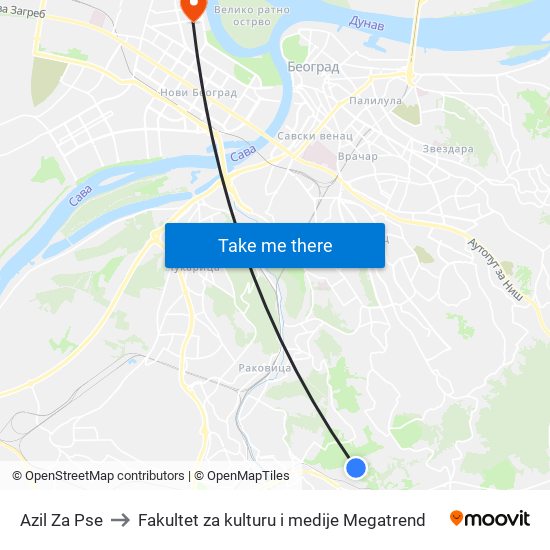 Azil Za Pse to Fakultet za kulturu i medije Megatrend map