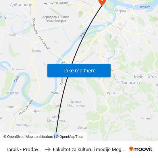 Taraiš - Prodavnica to Fakultet za kulturu i medije Megatrend map