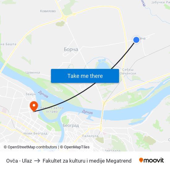 Ovča - Ulaz to Fakultet za kulturu i medije Megatrend map