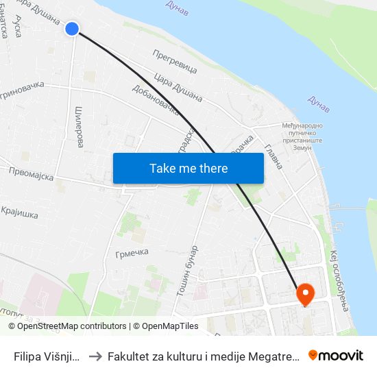 Filipa Višnjića to Fakultet za kulturu i medije Megatrend map