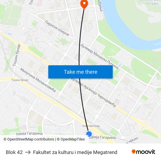 Blok 42 to Fakultet za kulturu i medije Megatrend map