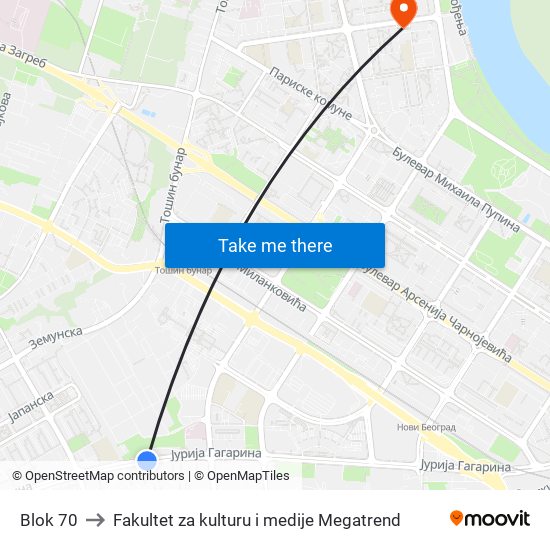 Blok 70 to Fakultet za kulturu i medije Megatrend map