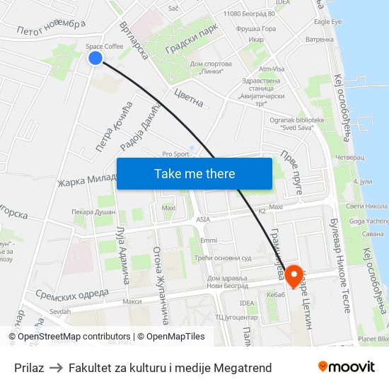 Prilaz to Fakultet za kulturu i medije Megatrend map