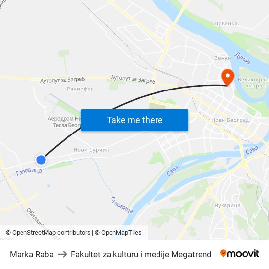 Marka Raba to Fakultet za kulturu i medije Megatrend map